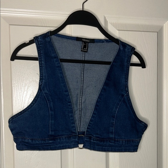 Blue Denim Crop Top - Picture 6 of 9